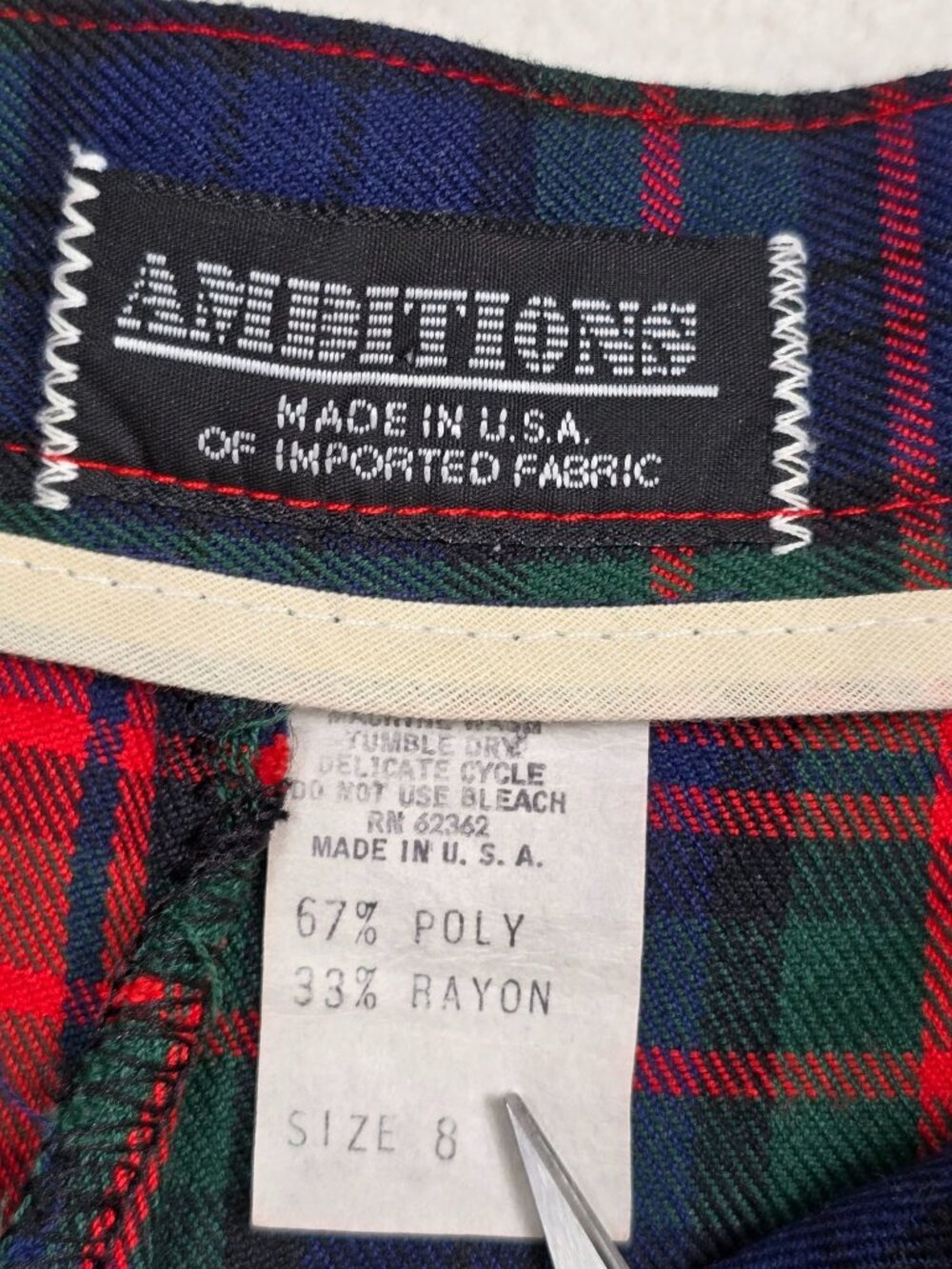 Vintage Ambitions 8 Red & Green Plaid Maxi Skirt Made In USA - Picture 2 of 3